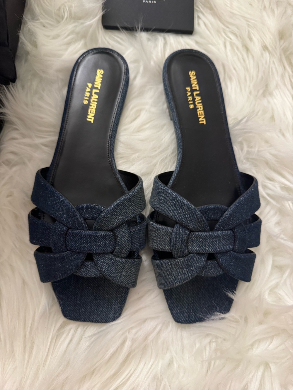 Saint Laurent Tribute denim slides